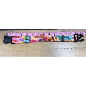Adjustable Tie-Dye Dog Collar With Quick-Release Buckle Max inches 14 in